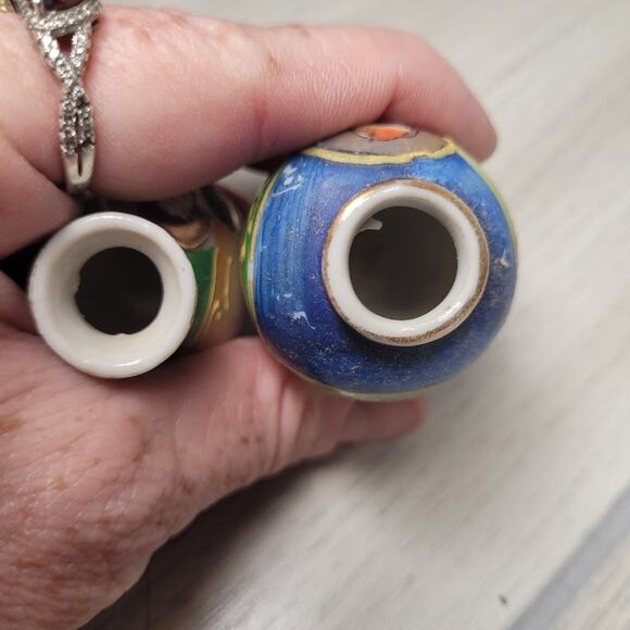 Vintage 1950-59 Handpaited Miniature Satsuma Vase Occupied Japan Bud Vase - Picture 4 of 7